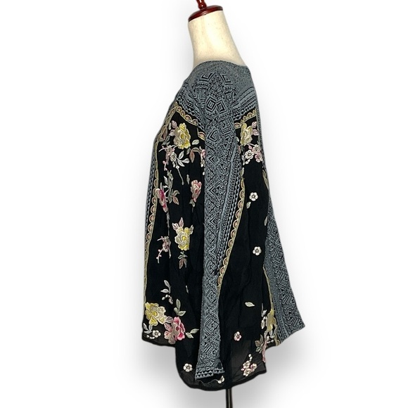 Johnny Was Black Multi Rumi Embroidered Long Sleeve Button Down Blouse XLarge - Picture 4 of 9